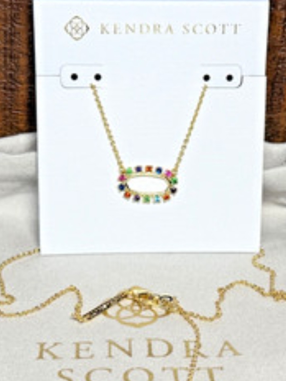 Kendra Scott Gold Multi-Color Oval Pendant Necklace